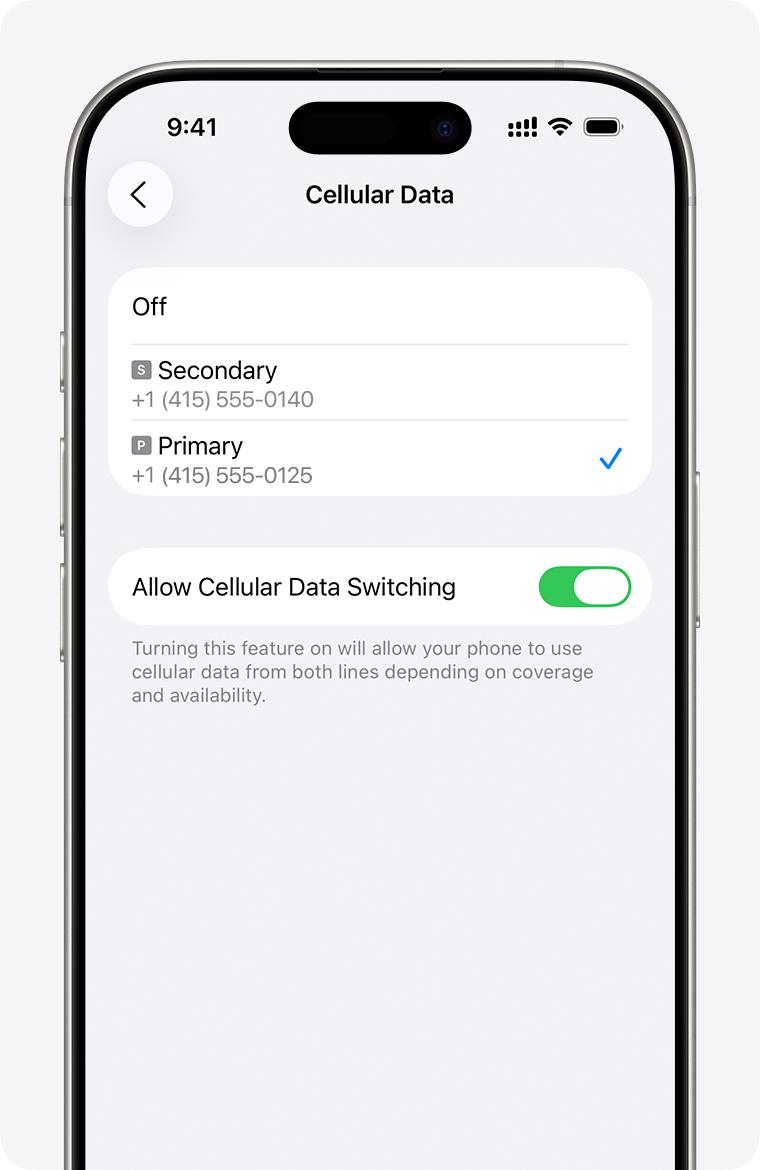 iPhone cellular data setting what number uses cellular data or turn on Allow Cellular Data Switching